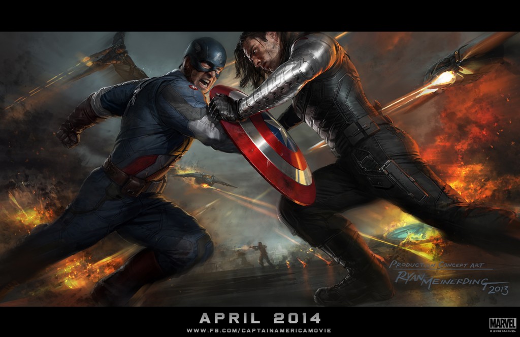 Marvel "Captain America : Le Soldat de l'Hiver" Captain America combat le Soldat de l'Hiver. Concept Art par Ryan Meinerding. ©2013 Marvel